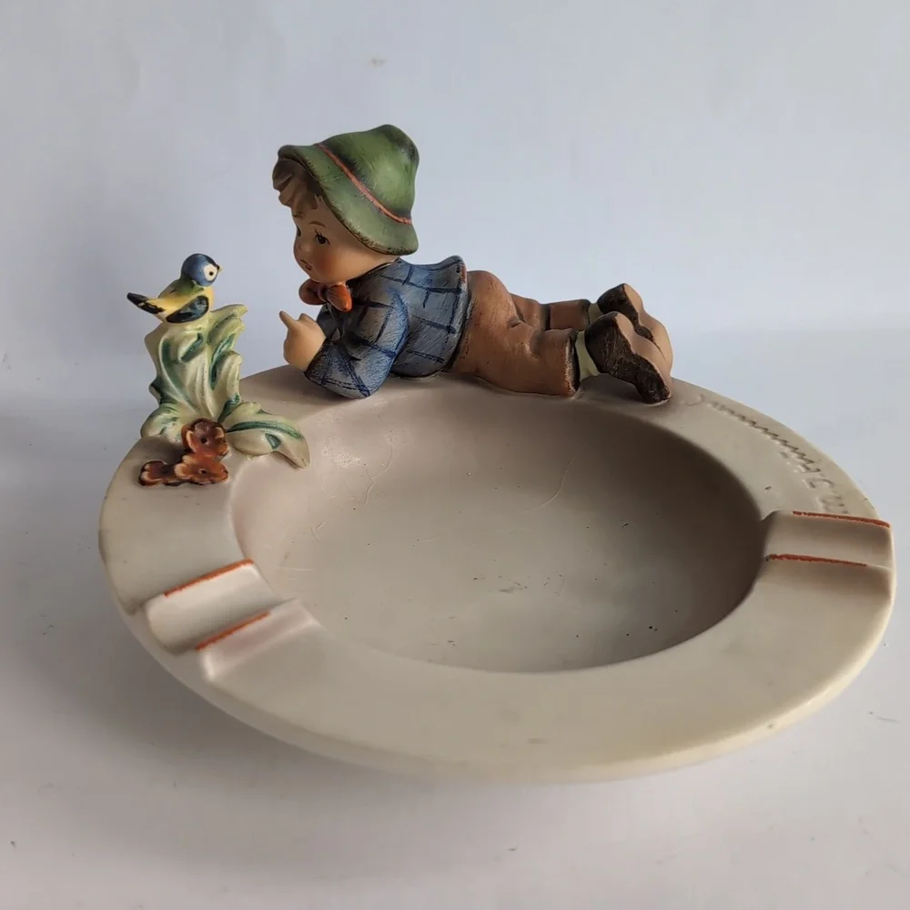 Vtg Hummel Boy with Bird or Singing Lesson Ashtray